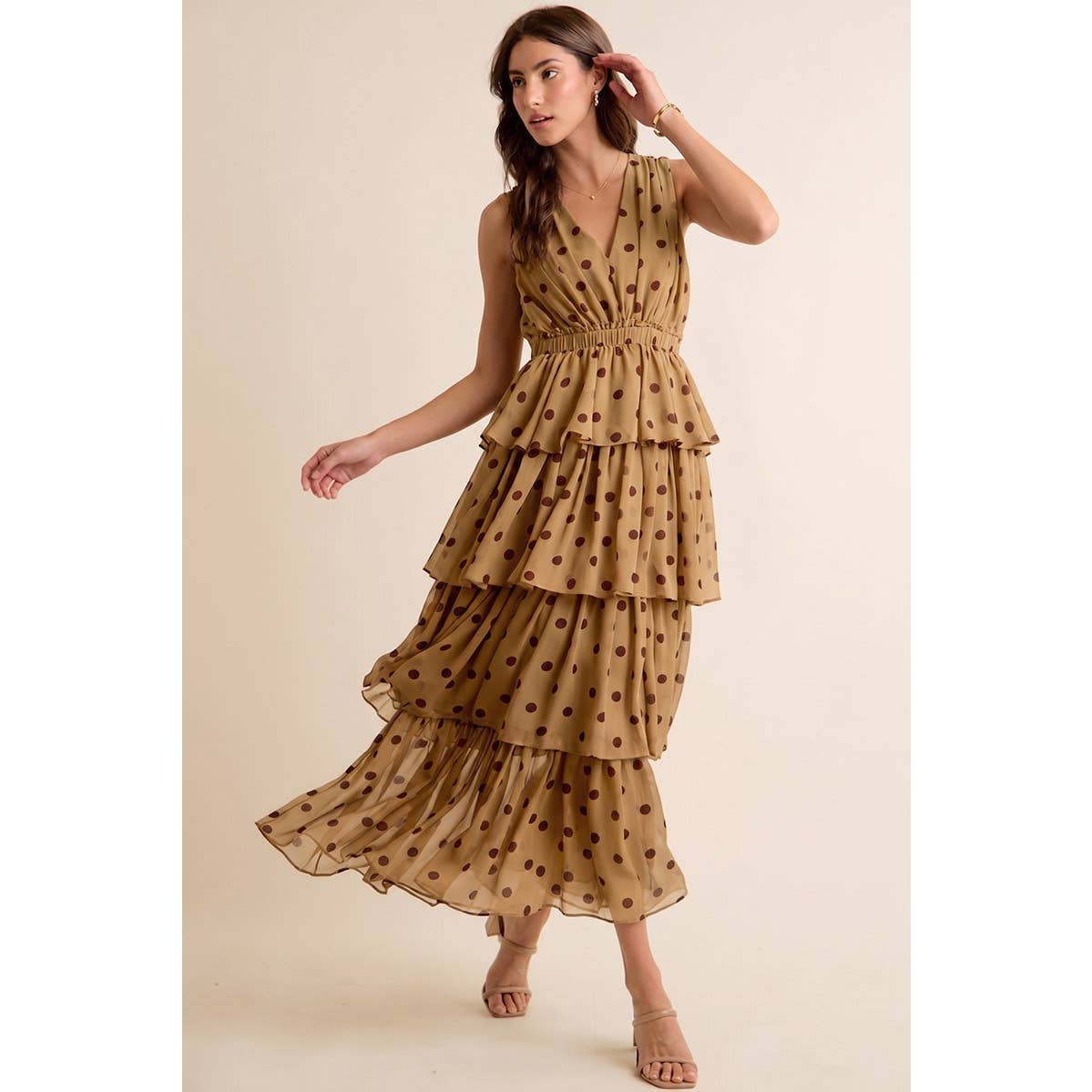Brown & Pink Dots Dress