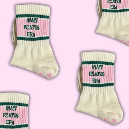 In my Pilates era retro pink & green grip sock