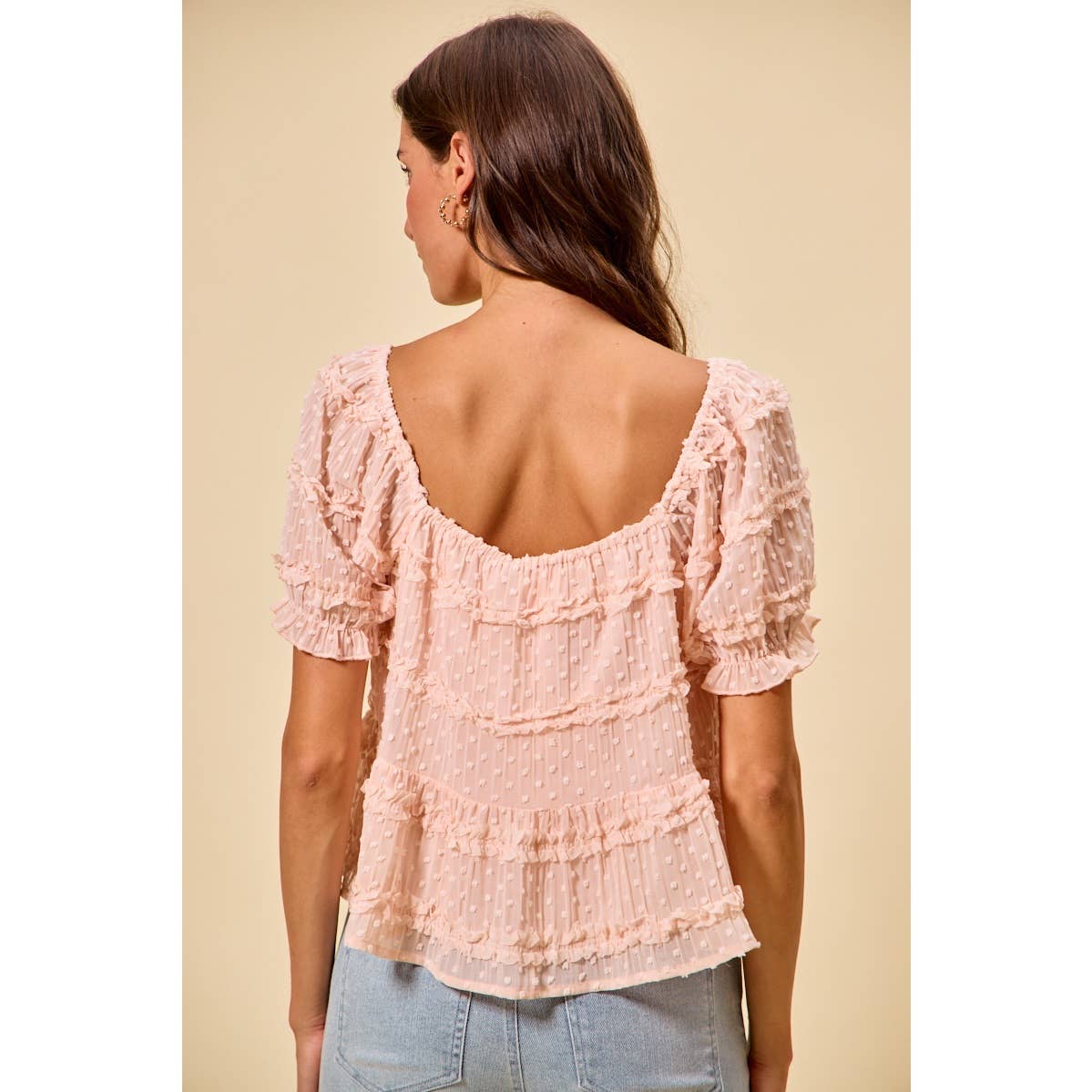 Pink Dot Ruffle Blouse