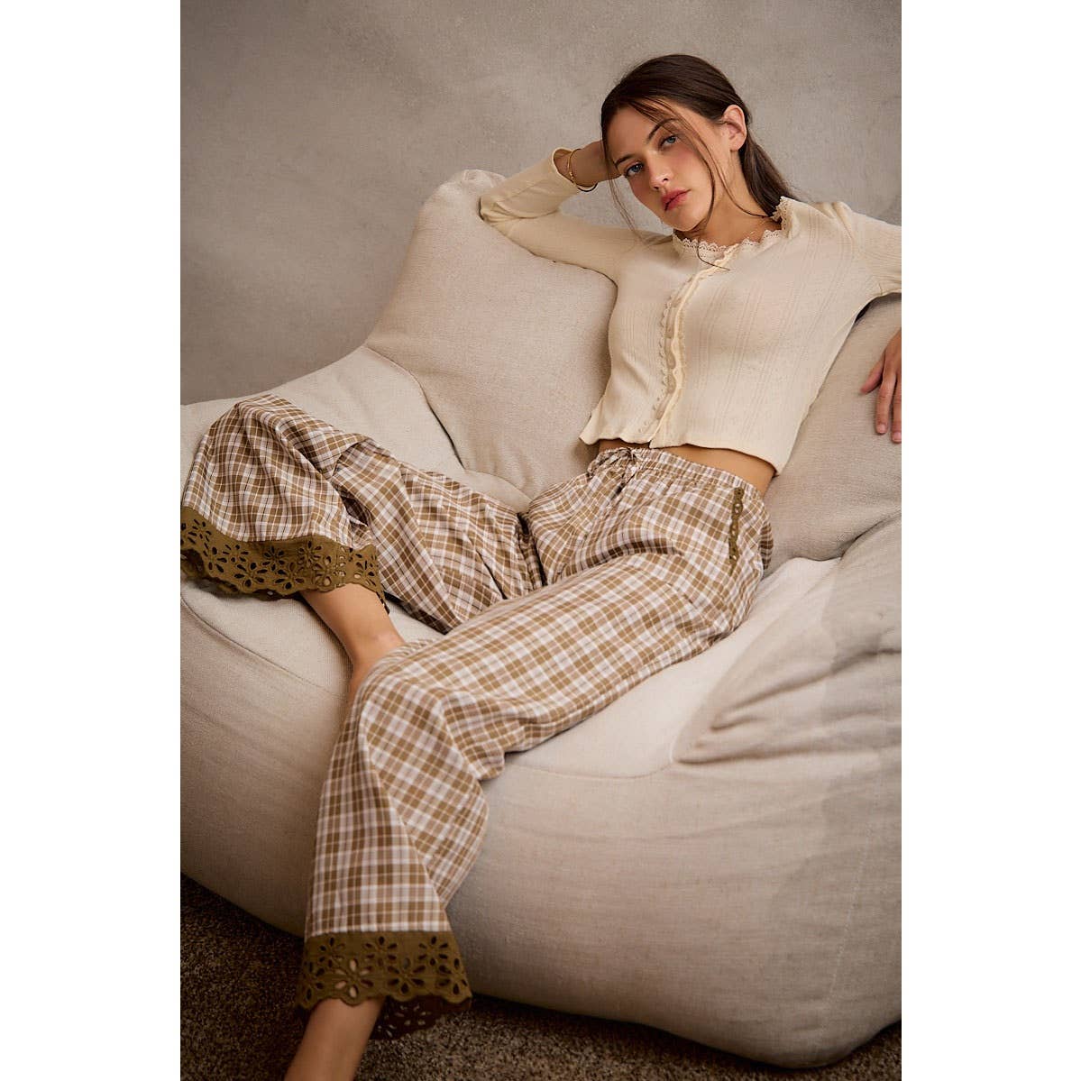 Plaid Pants Brown