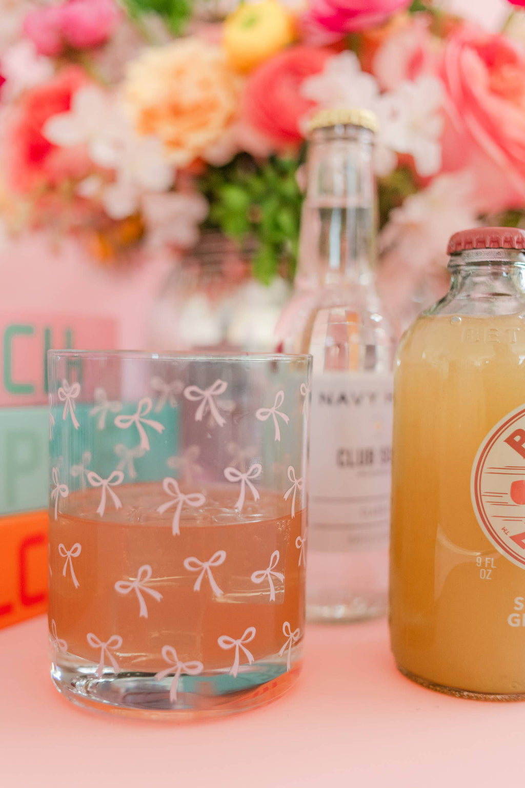 Pink Bows Cocktail Glass