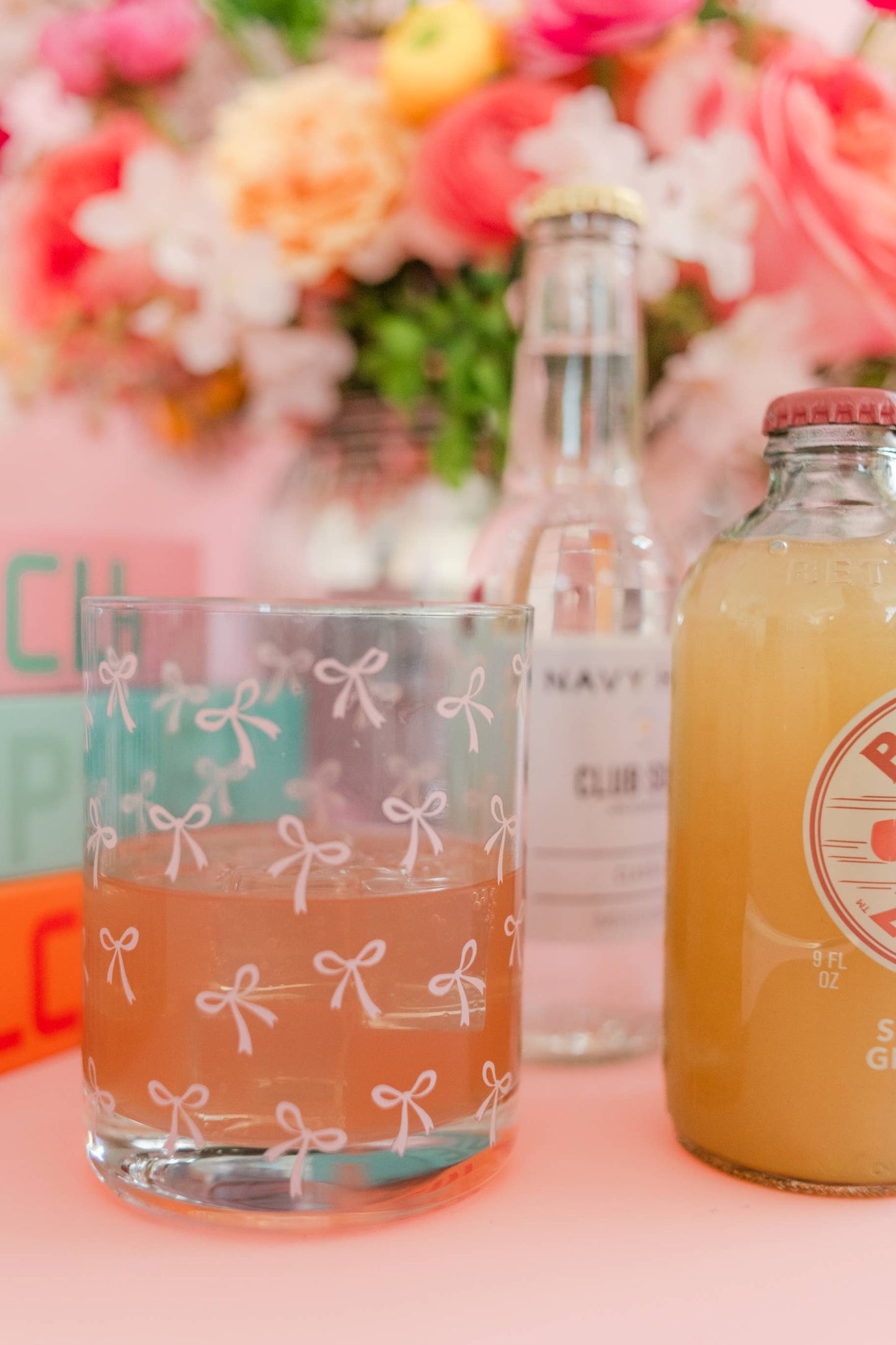 Pink Bows Cocktail Glass