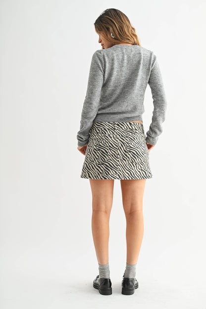 Zebra Print Micro Skirt With Slits