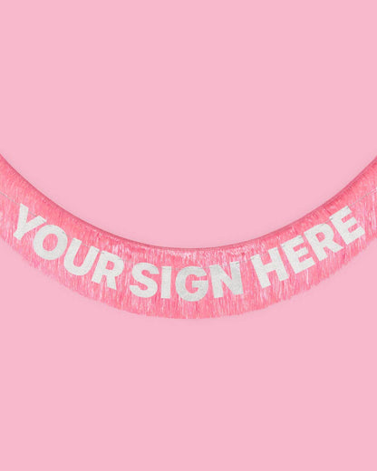 Pink Fringe Party Banner