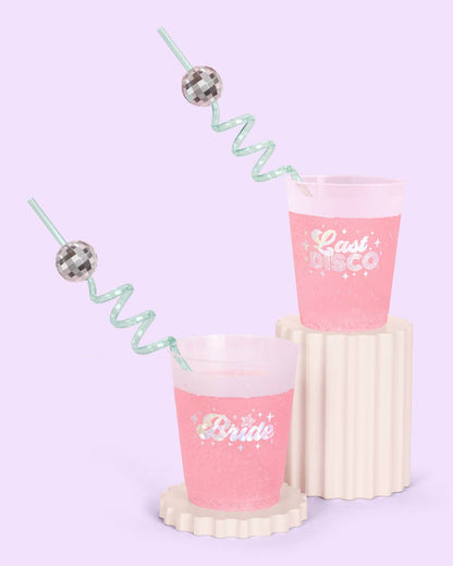 Reusable Teal Disco Party Swirly Straws