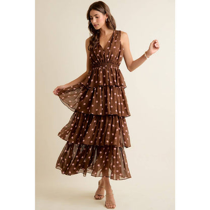 Brown & Pink Dots Dress