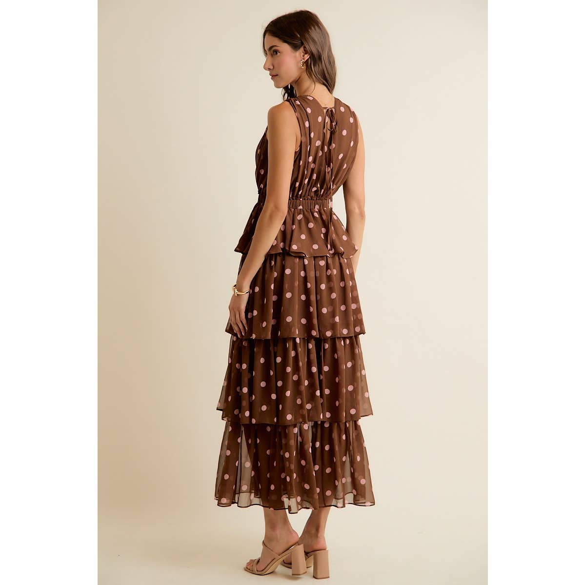 Brown & Pink Dots Dress