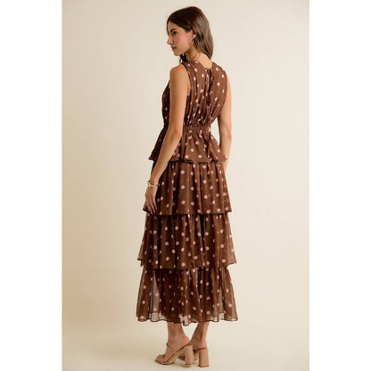 Brown & Pink Dots Dress