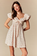 Blush Floral Ruffle Sleeve Mini Dress