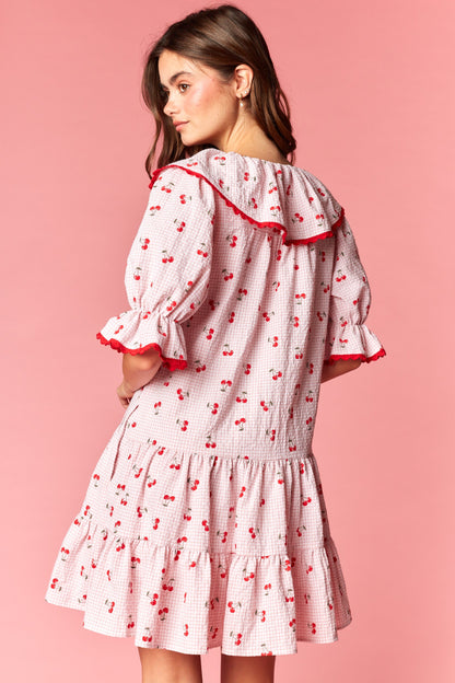 Cherry Ruffle Mini Dress