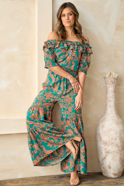 Queen Floral Off-shoulder Two-piece Set