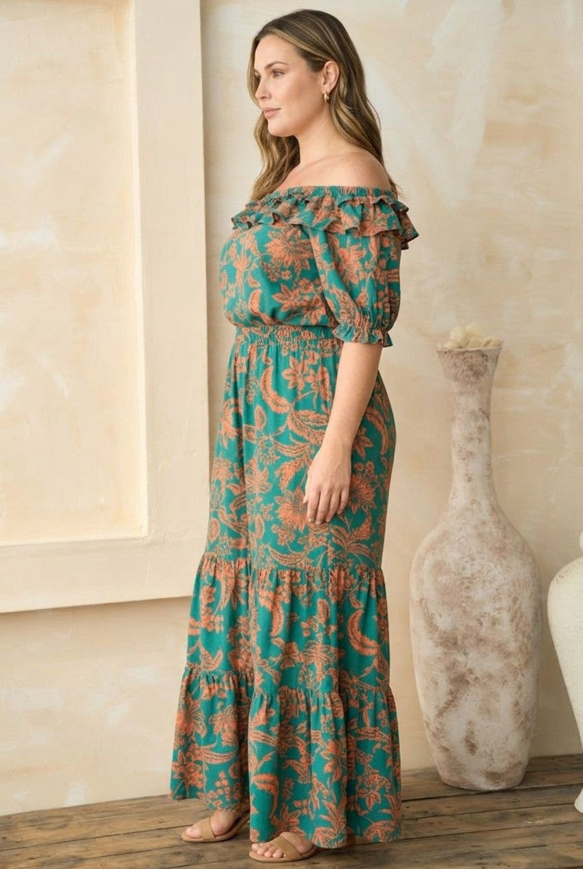 Queen Floral Off-shoulder Two-piece Set