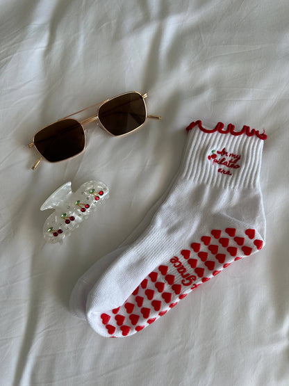 "In my pilates era" Pilates grip sock with heart grips