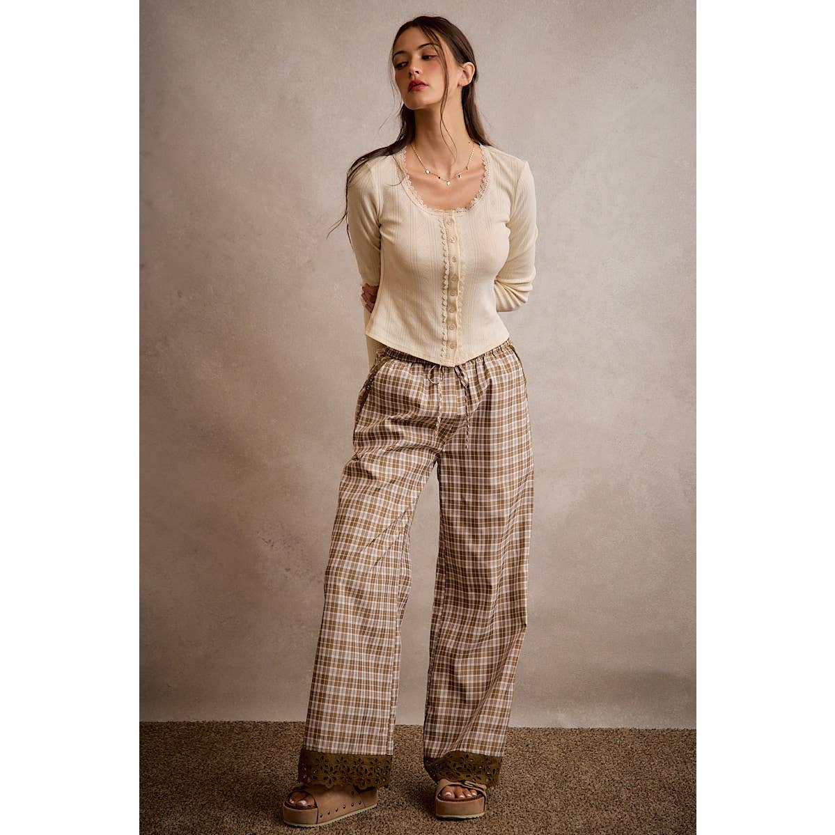 Plaid Pants Brown