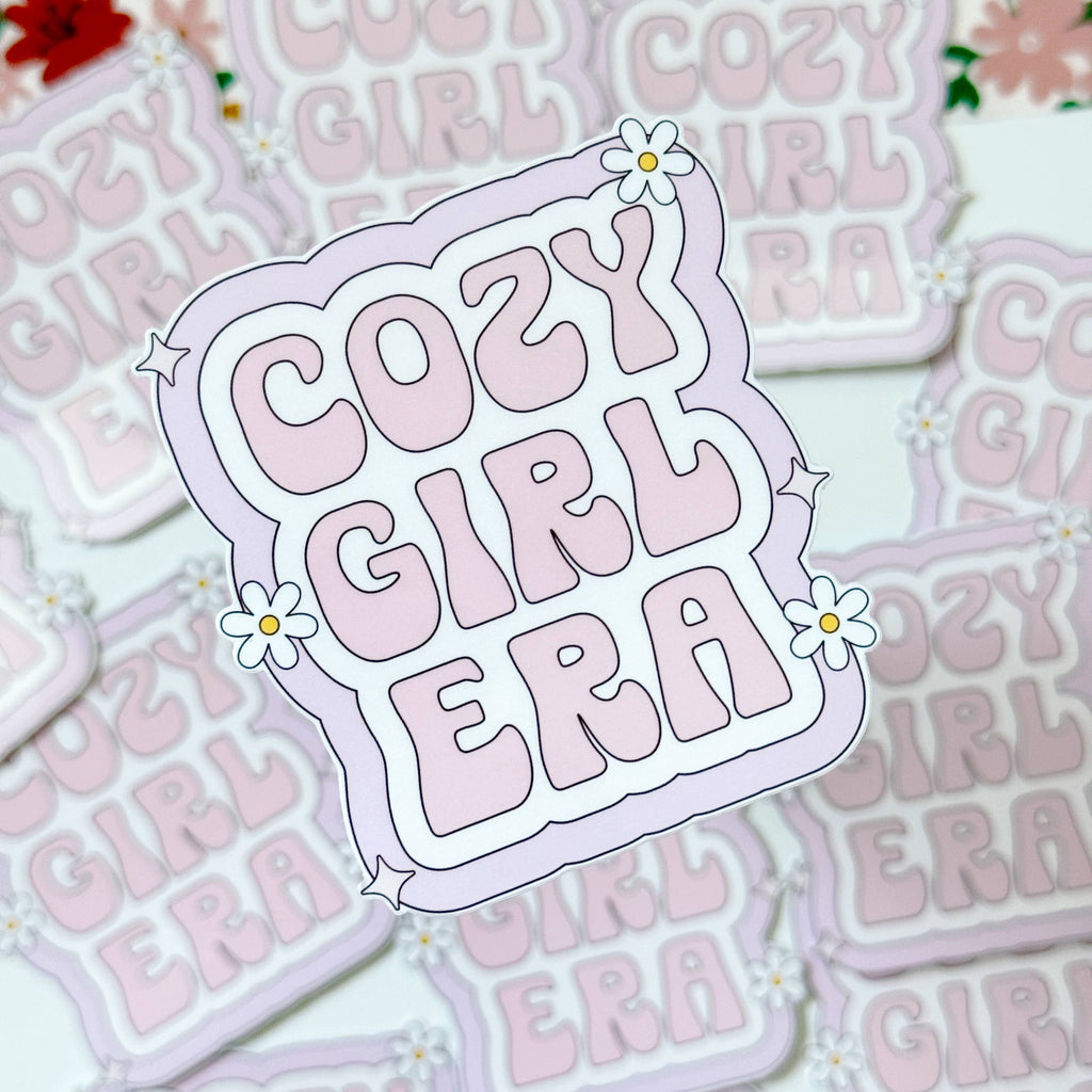 Cozy Girl Sticker, Aesthetic Retro Sticker, Preppy Coquette
