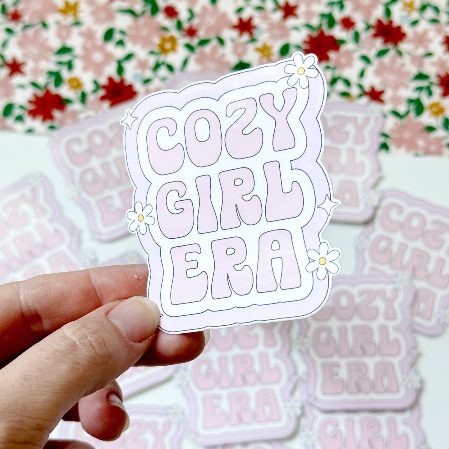 Cozy Girl Sticker, Aesthetic Retro Sticker, Preppy Coquette