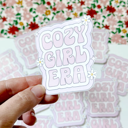 Cozy Girl Sticker, Aesthetic Retro Sticker, Preppy Coquette