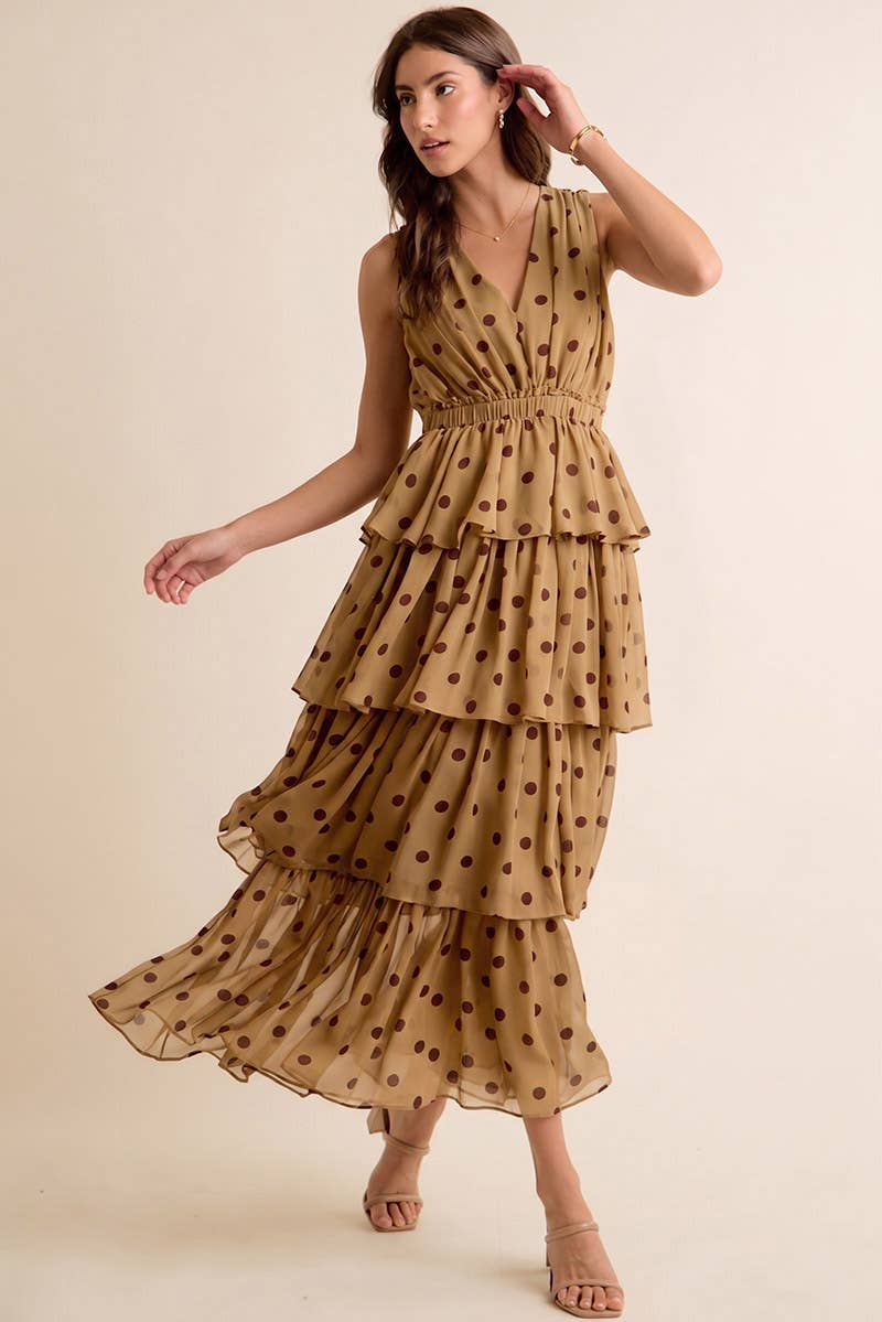 Brown & Pink Dots Dress