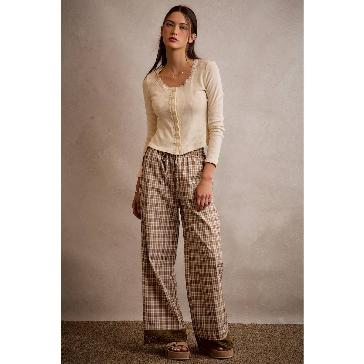 Plaid Pants Brown