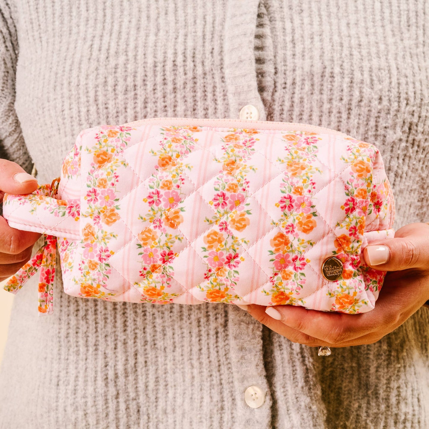 Essentials Quilted Cosmetic Pouch-Petal Parade Pink
