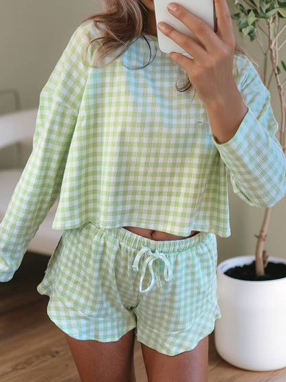 Green Plaid Pajama Set