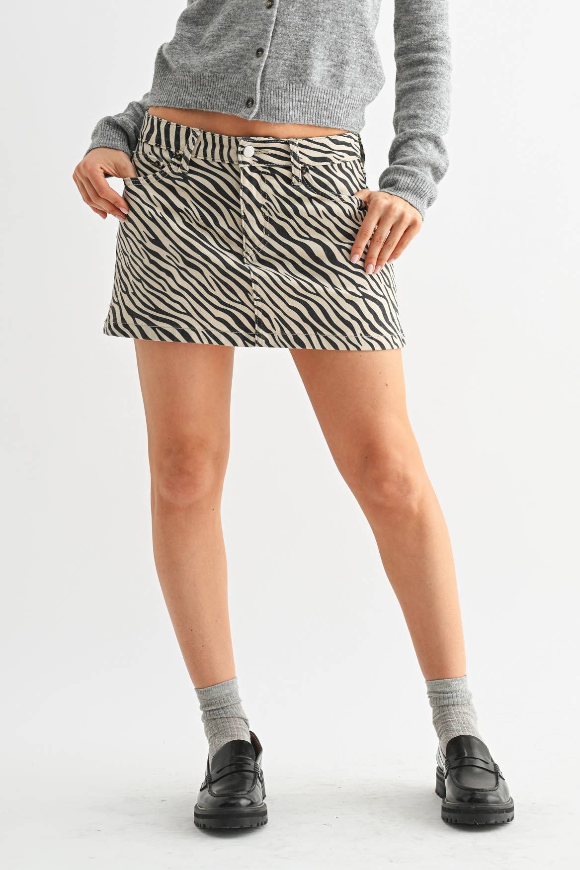 Zebra Print Micro Skirt With Slits