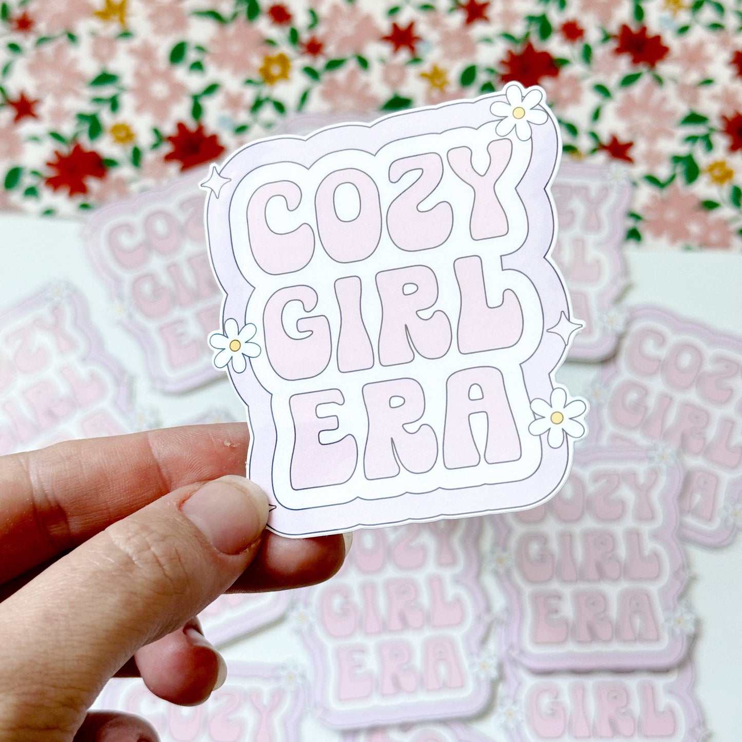 Cozy Girl Sticker, Aesthetic Retro Sticker, Preppy Coquette