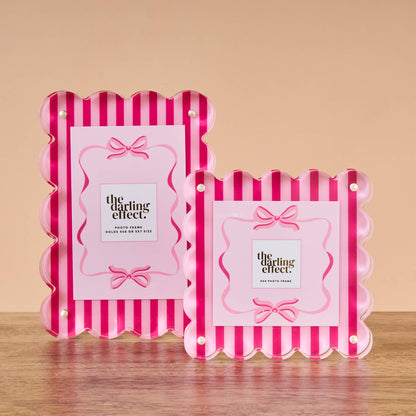 Rectangle Scalloped Acrylic Frame-Sweetheart Stripes