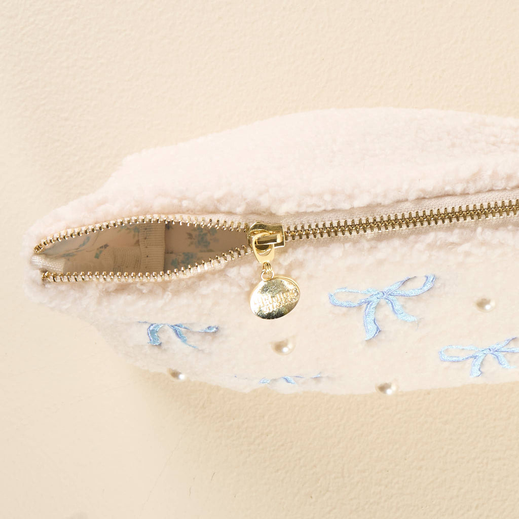 Teddy Pouch-Bows Blue
