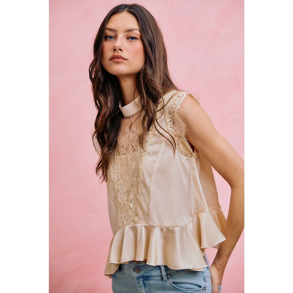 Satin Lace Top