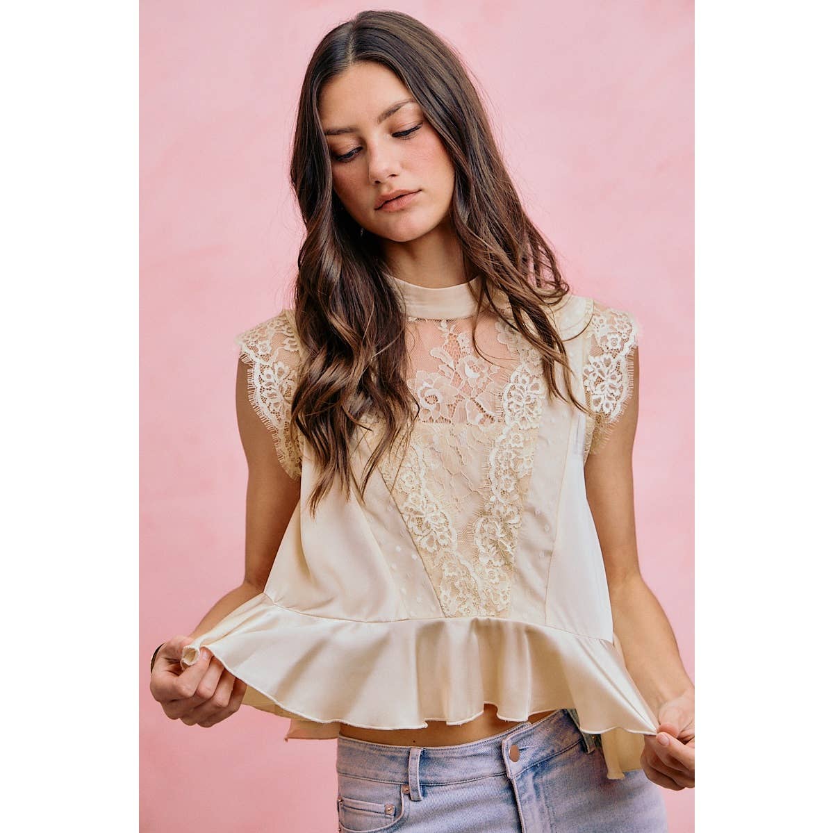 Satin Lace Top