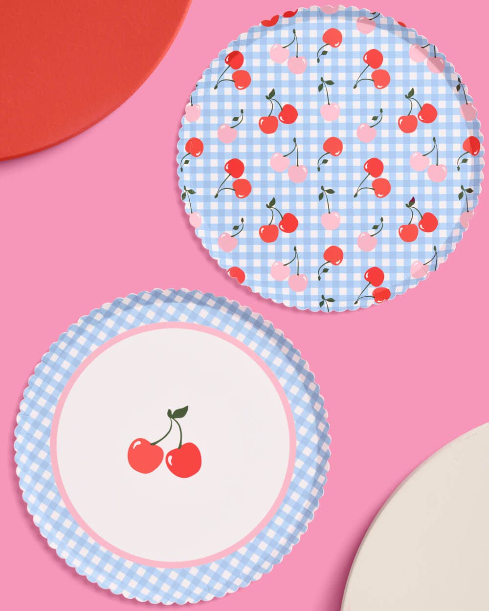 Cherry Gingham Paper Plates - 9", 24 count