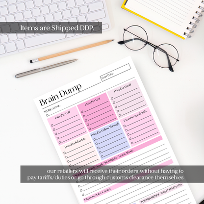 Brain Dump Notepad: Pink 50-Page Daily ADHD Planner