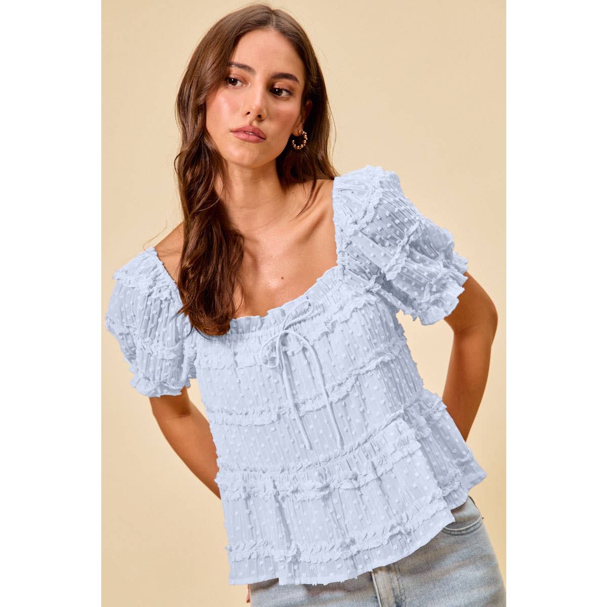 Pink Dot Ruffle Blouse