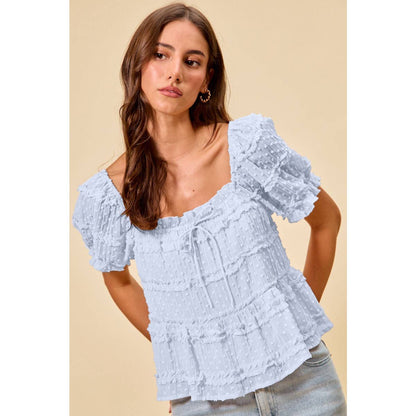 Pink Dot Ruffle Blouse