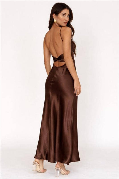 Brown Satin Dress