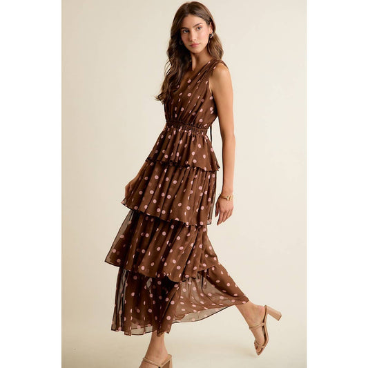 Brown & Pink Dots Dress