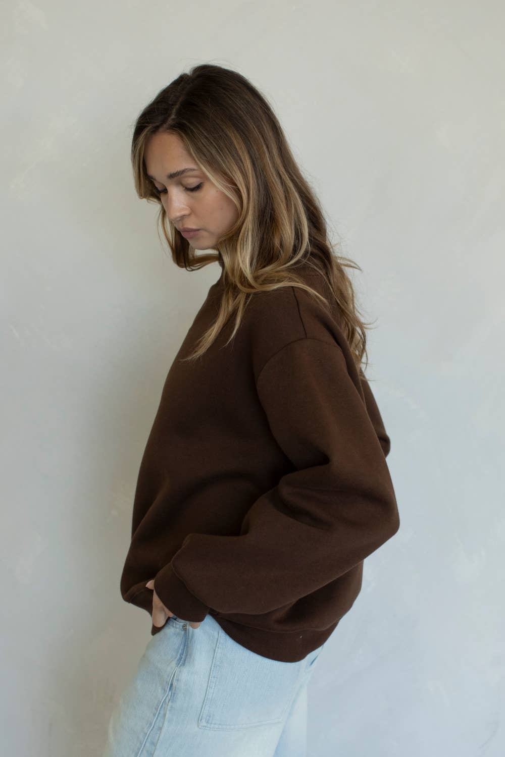 Brown Mock Neck Pullover Sweater