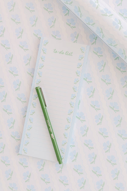 Blue Flower Wavy List Notepad