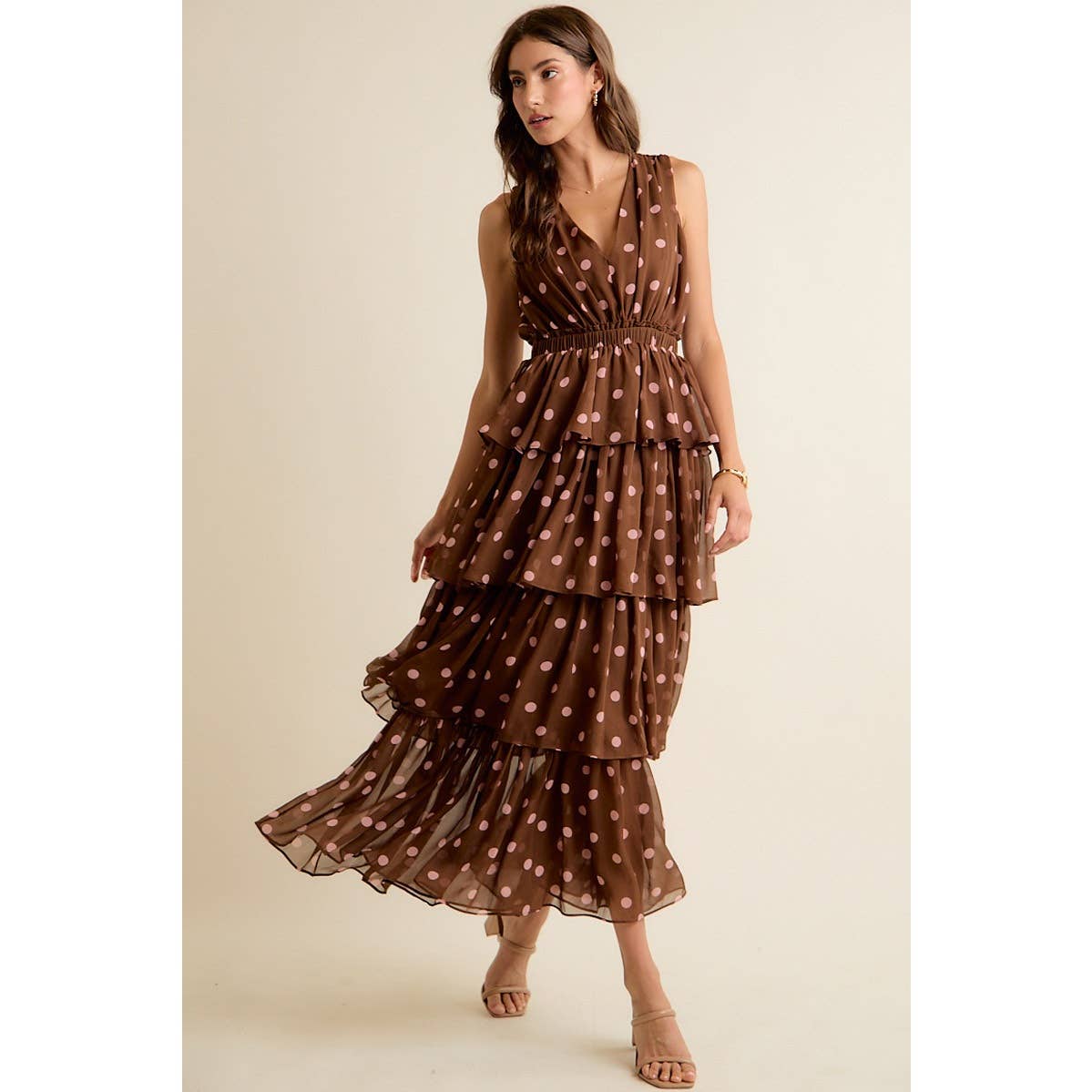 Brown & Pink Dots Dress