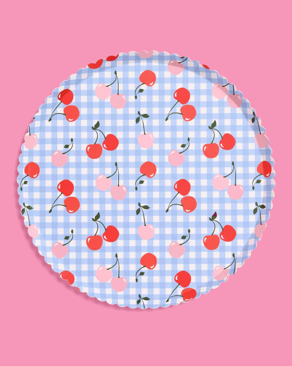 Cherry Gingham Paper Plates - 9", 24 count