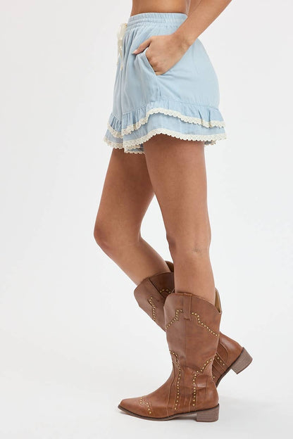 Blue Ruffle SHORTS