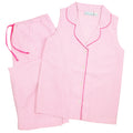 Pink Seersucker-Pink Sleeveless Capri Pajamas