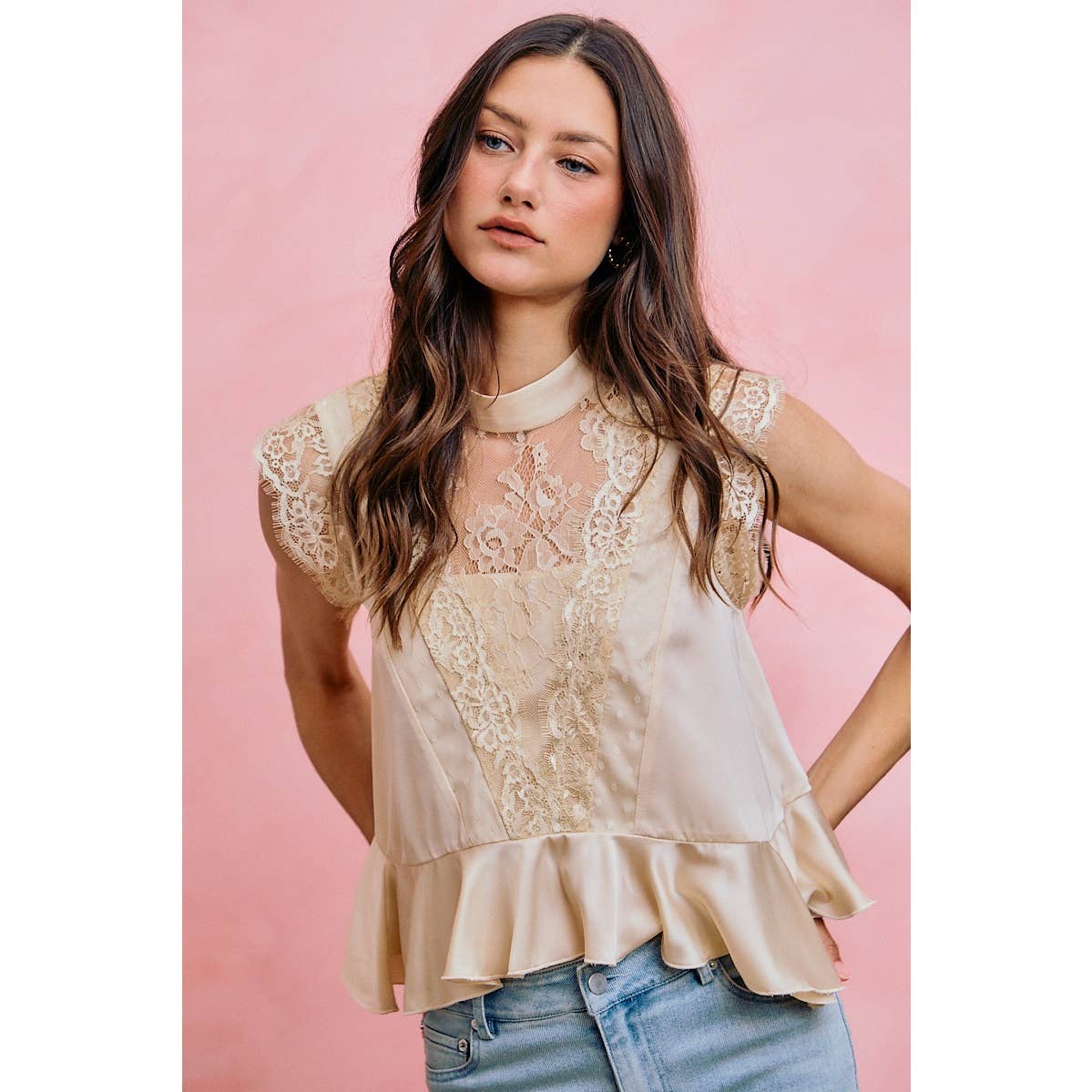 Satin Lace Top
