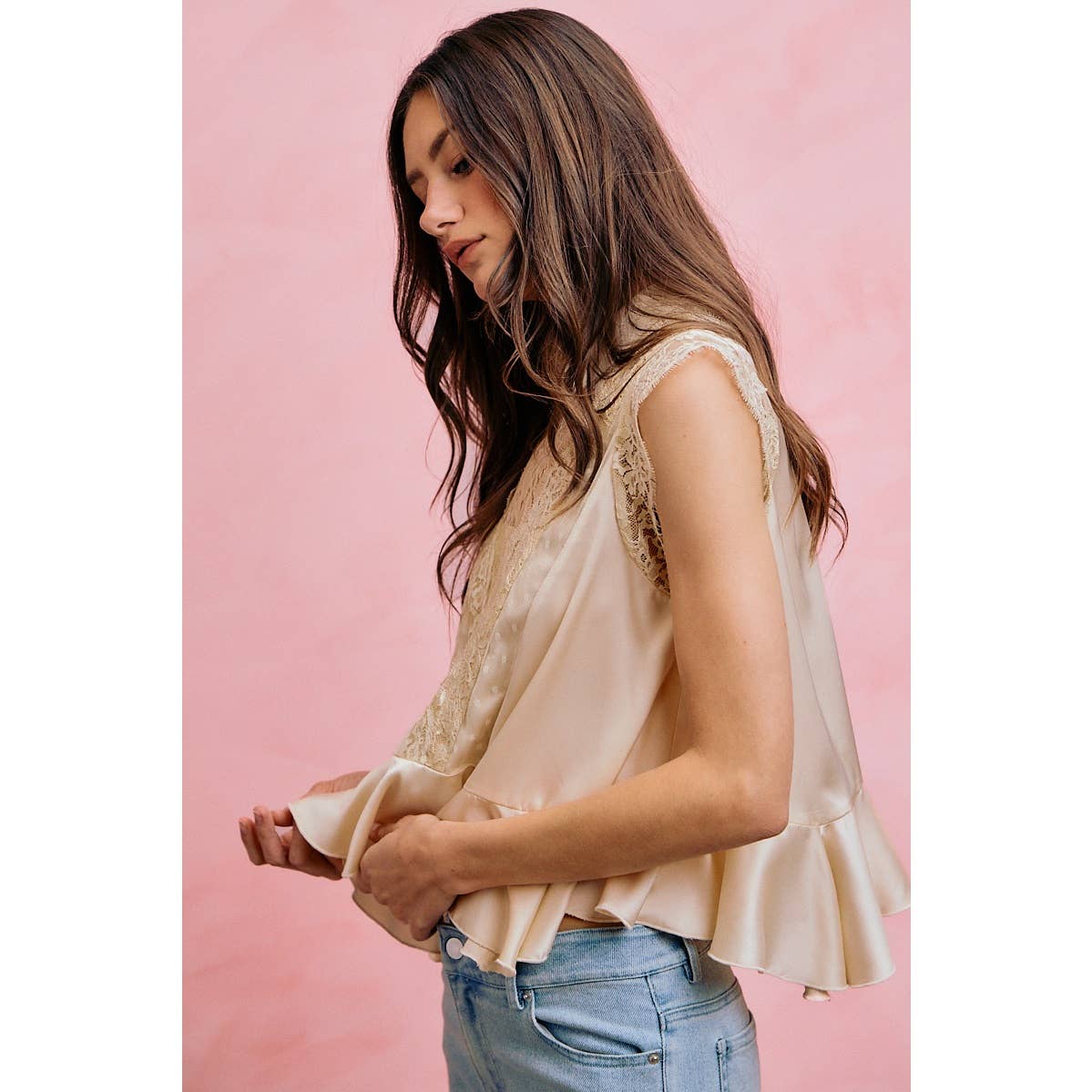 Satin Lace Top