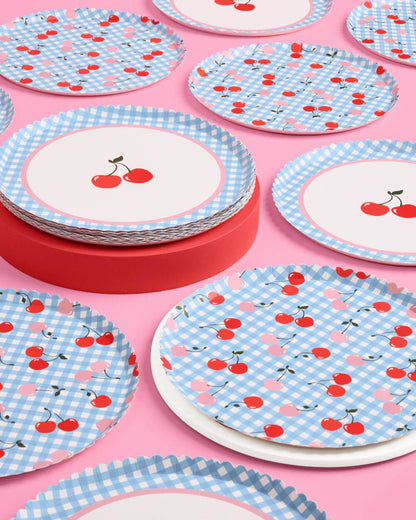 Cherry Gingham Paper Plates - 9", 24 count