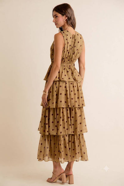 Brown & Pink Dots Dress
