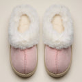 Pink Platform Sherpa Slippers with Suede Finish