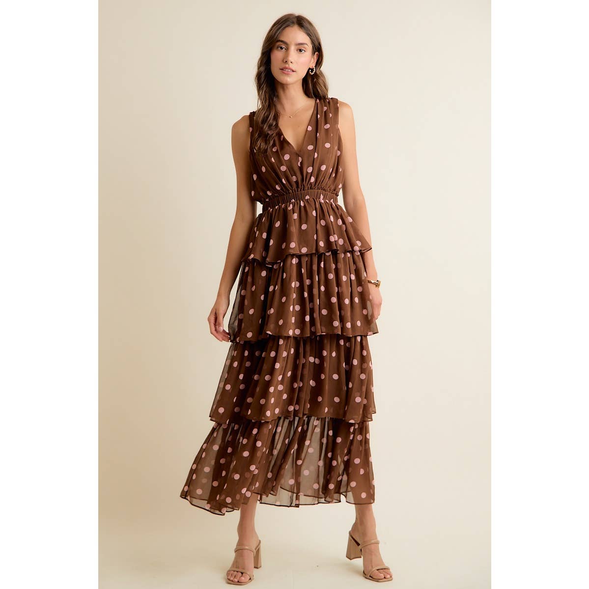 Brown & Pink Dots Dress