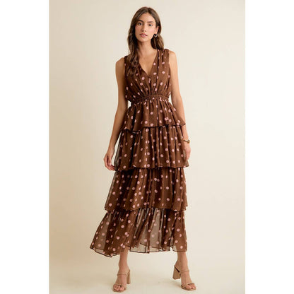 Brown & Pink Dots Dress